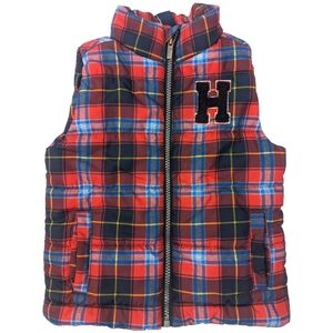 Tommy Hilfiger Plaid Puffer Vest Boys 2T Kids Red Blue Check Winter Holiday
